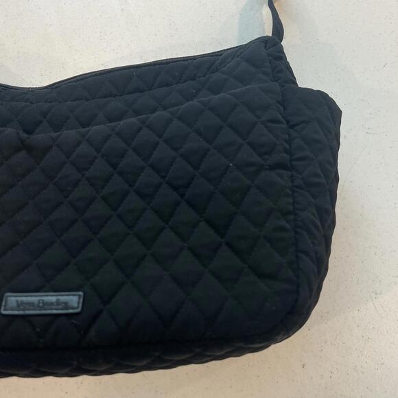 Vera Bradley Solid Black Glenna Quilted Shoulder Bag Purse Red Rose - Picture 3 of 9